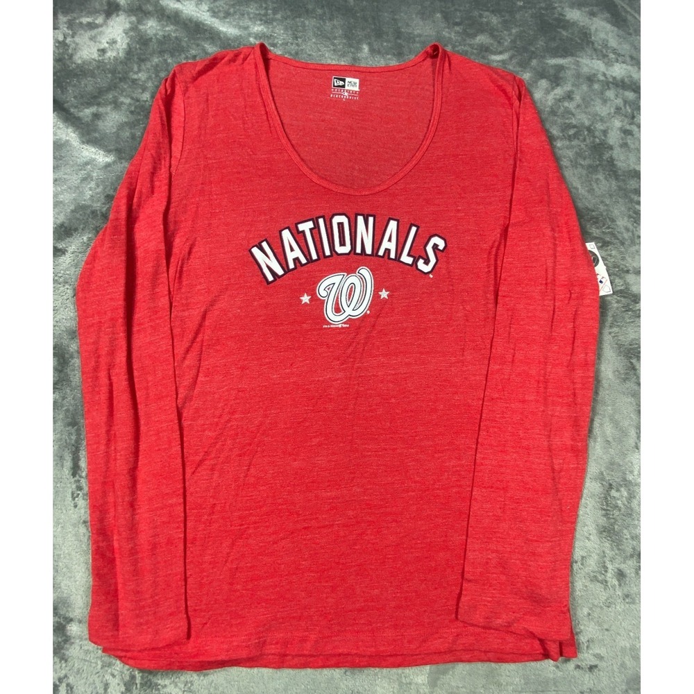 NWT Washington Nationals Shirt Womens Large Red Long Sleeve MLB New Era 2019